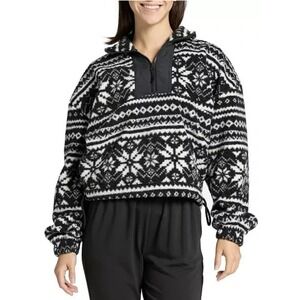 DICK's Sporting Goods Women's Fair Isle 1/4 Zip Sweater S - Pure Black New